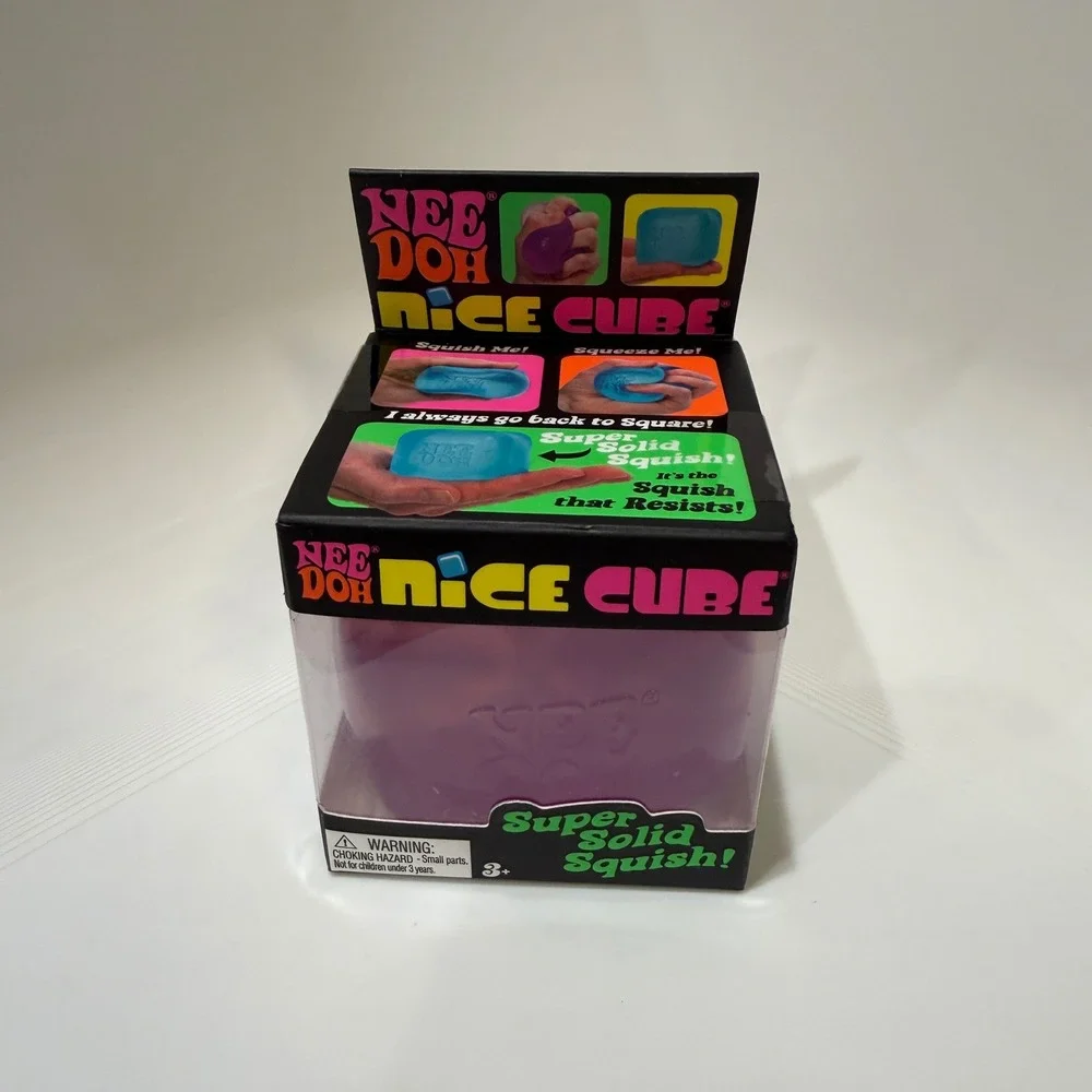 Schylling NeeDoh Nice Cube Purple Super Solid Squish Toy New